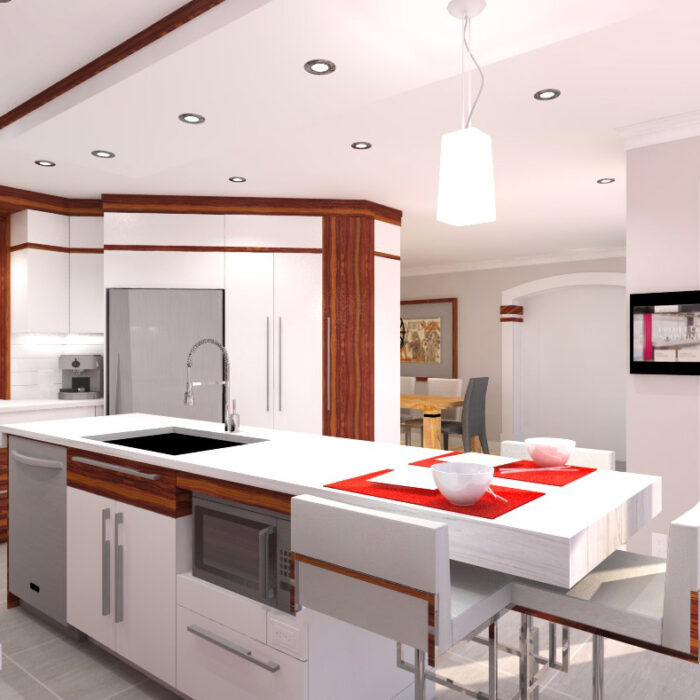 Blog Design intérieur realisations CuisineContemporaineBoisRose Rendu Rangement