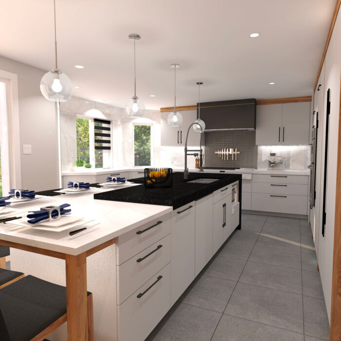 Blog Design intérieur realisations rezChausseeModerneClassique Rendu CuisineVue2